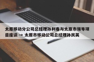 太原移动分公司总经理孙利春与太原市领导项目座谈 → 太原市移动公司总经理孙民英