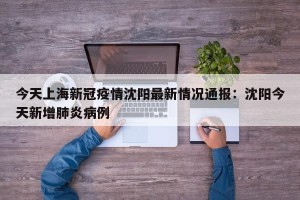 今天上海新冠疫情沈阳最新情况通报：沈阳今天新增肺炎病例