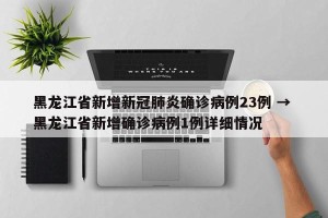 黑龙江省新增新冠肺炎确诊病例23例 → 黑龙江省新增确诊病例1例详细情况